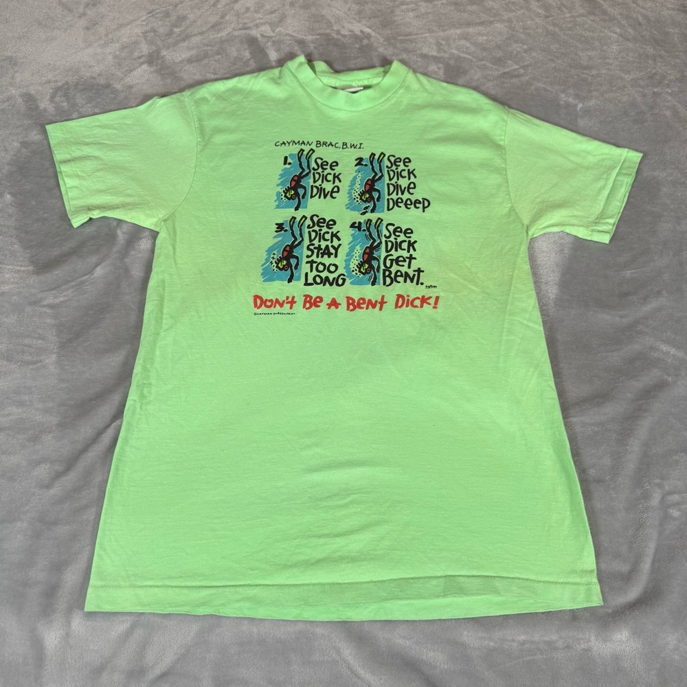 Vintage Don’t Be A Bent Dick Cayman Islands T Shirt Mens M Fits Long Funny 90s